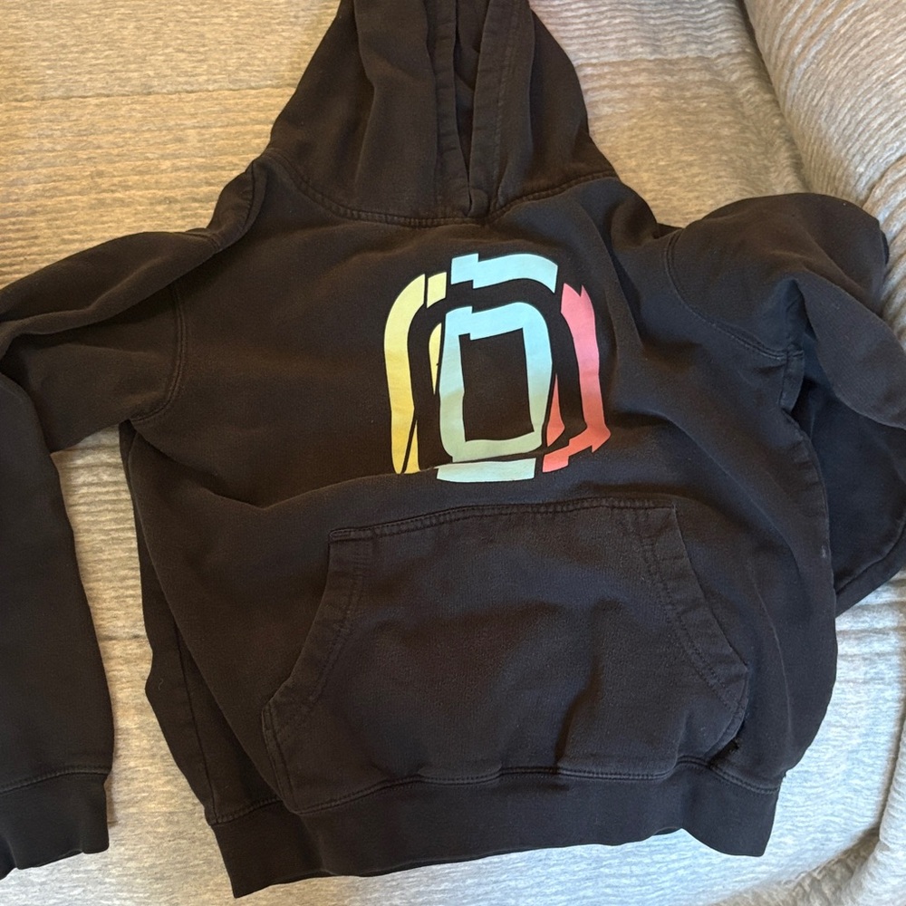 Kids Black Hoodie with Multicolor Graphic